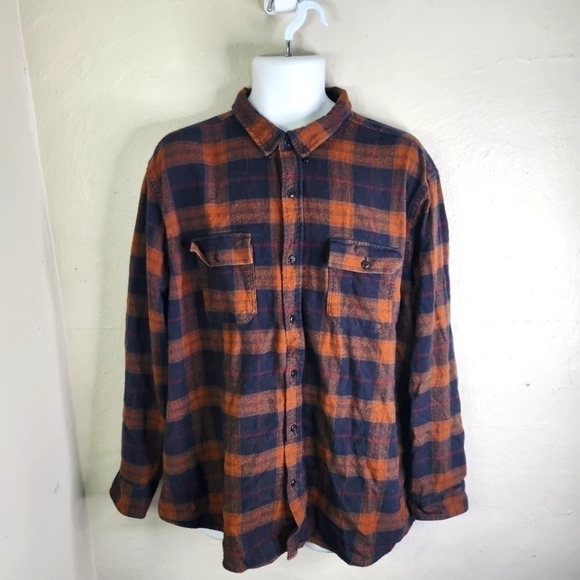 Ezekiel Long Sleeve Plaid Button Down Shirt Men's XXL Orange - Picture 1 of 12